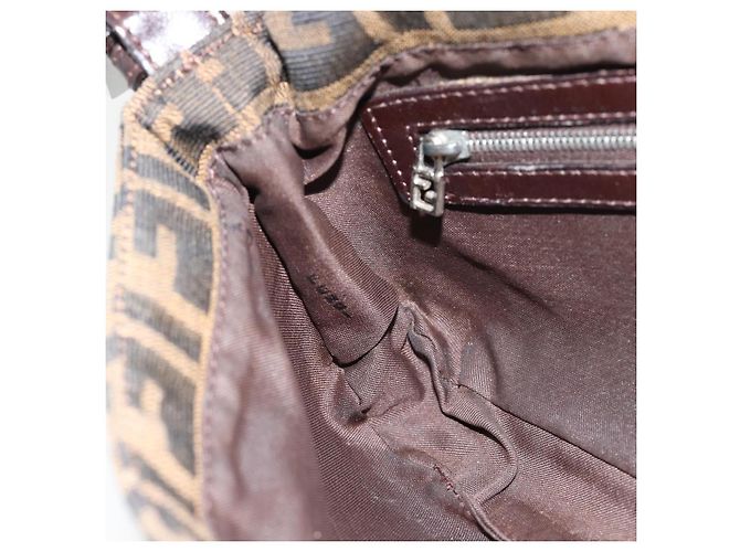 FENDI Zucca Canvas Mamma Baguette Shoulder Bag Black Brown Auth 181873SAM Marrone Nero - vista 20