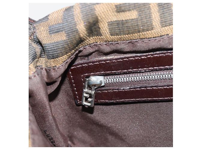FENDI Zucca Canvas Mamma Baguette Shoulder Bag Black Brown Auth 181873SAM Marrone Nero - vista 21