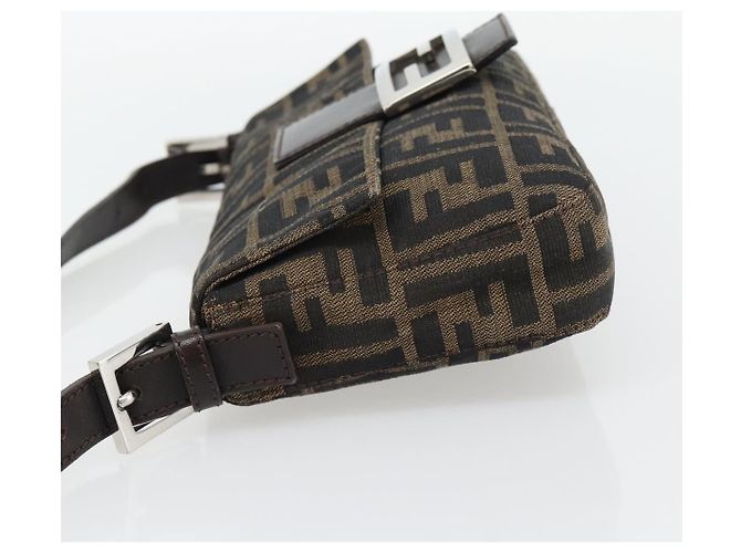 FENDI Zucca Canvas Mamma Baguette Shoulder Bag Black Brown Auth 181873SAM Marrone Nero - vista 3