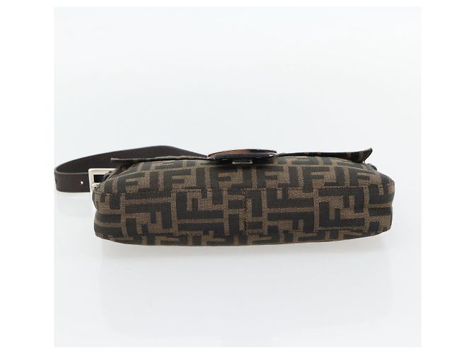 FENDI Zucca Canvas Mamma Baguette Shoulder Bag Black Brown Auth 181873SAM Marrone Nero - vista 5