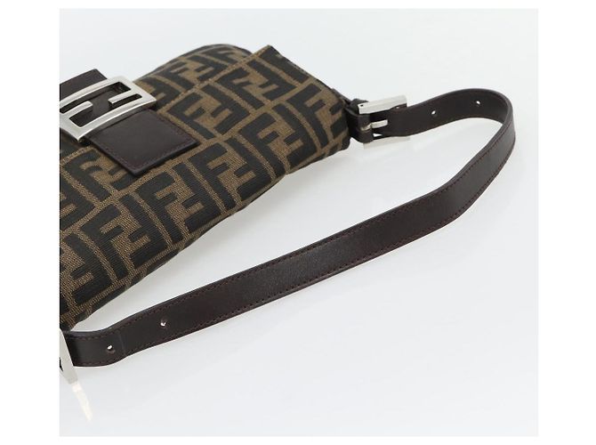 FENDI Zucca Canvas Mamma Baguette Shoulder Bag Black Brown Auth 181873SAM Marrone Nero - vista 7