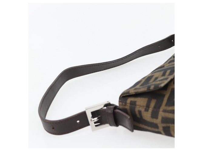 FENDI Zucca Canvas Mamma Baguette Shoulder Bag Black Brown Auth 181873SAM Marrone Nero - vista 8