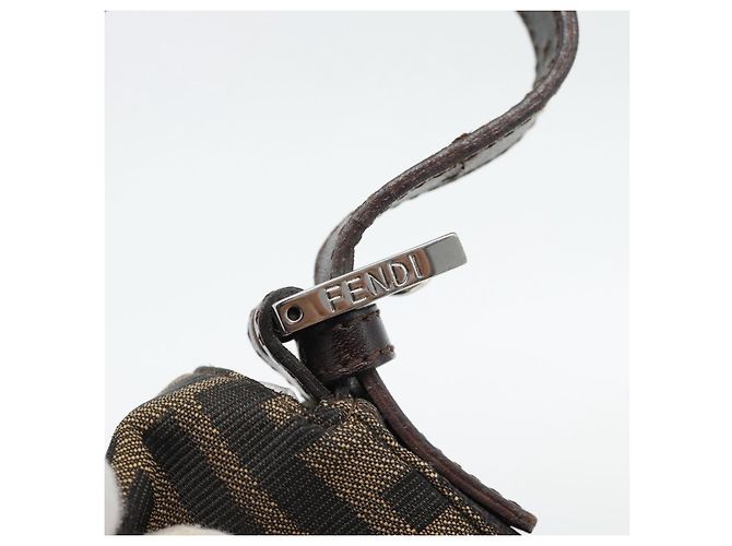 FENDI Zucca Canvas Mamma Baguette Shoulder Bag Black Brown Auth 181873SAM Marrone Nero - vista 9