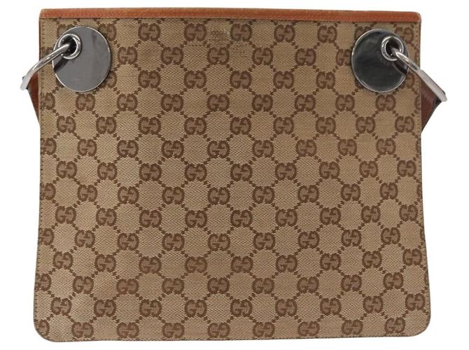 Borsa a Spalla GUCCI GG Canvas Beige Argento 120841 Auth BA13157 - vista 13