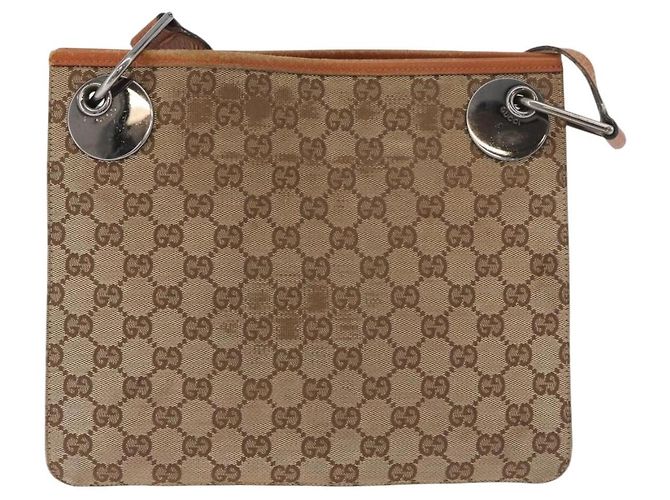 Borsa a Spalla GUCCI GG Canvas Beige Argento 120841 Auth BA13157 - vista 2