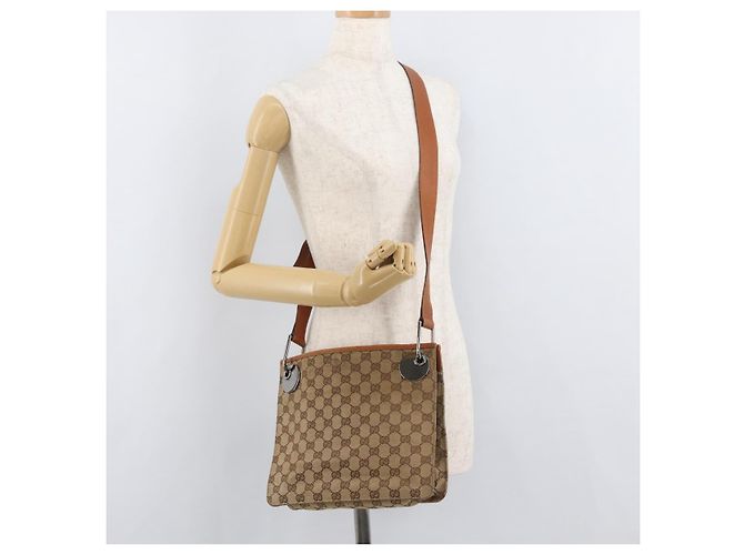 Borsa a Spalla GUCCI GG Canvas Beige Argento 120841 Auth BA13157 - vista 22
