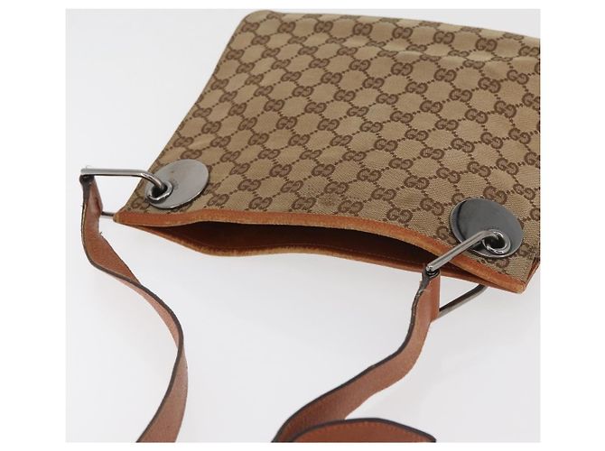 Borsa a Spalla GUCCI GG Canvas Beige Argento 120841 Auth BA13157 - vista 6