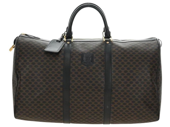 Céline Borsa Boston CELINE in tela Macadam PVC Pelle Nera Oro Auth mr2439 Nero D'oro - vista 13