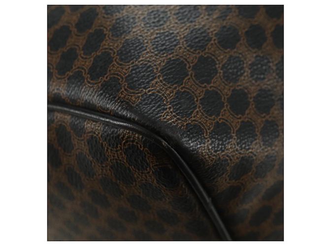 Céline Borsa Boston CELINE in tela Macadam PVC Pelle Nera Oro Auth mr2439 Nero D'oro - vista 14