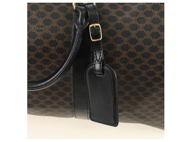 Céline Borsa Boston CELINE in tela Macadam PVC Pelle Nera Oro Auth mr2439 Nero D'oro - vista 19