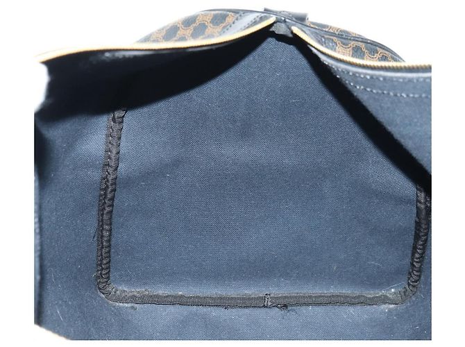 Céline Borsa Boston CELINE in tela Macadam PVC Pelle Nera Oro Auth mr2439 Nero D'oro - vista 22