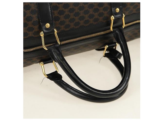Céline Borsa Boston CELINE in tela Macadam PVC Pelle Nera Oro Auth mr2439 Nero D'oro - vista 7