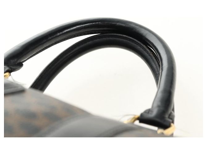 Céline Borsa Boston CELINE in tela Macadam PVC Pelle Nera Oro Auth mr2439 Nero D'oro - vista 8