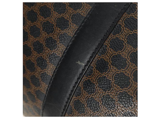 Céline Borsa Boston CELINE in tela Macadam PVC Pelle Nera Oro Auth mr2439 Nero D'oro - vista 9