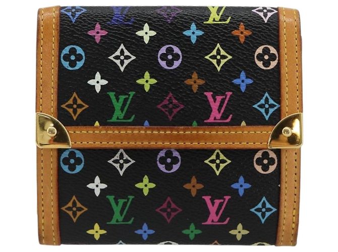 LOUIS VUITTON Portafoglio Banconote Carte di Credito Multicolor M92984 Auth 181677A Nero - vista 13