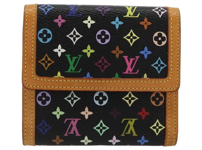 LOUIS VUITTON Portafoglio Banconote Carte di Credito Multicolor M92984 Auth 181677A Nero - vista 2