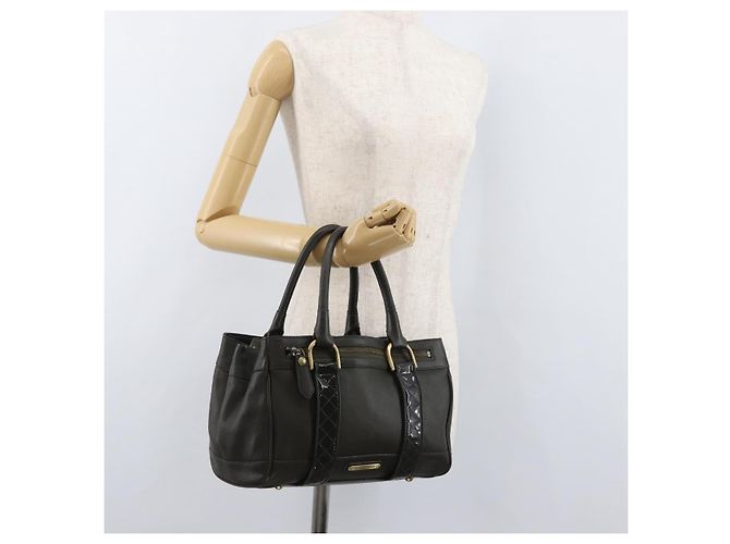 BURBERRY Tote Bag Leder Braun Gold Auth 182465 Golden - Ansicht 27