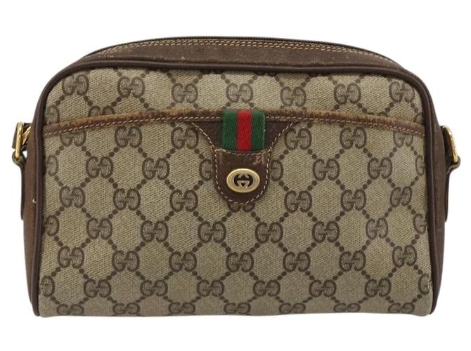Borsa GUCCI GG Supreme Web Sherry Line in PVC Beige Oro 116 02 089 Auth 171261 D'oro - vista 13