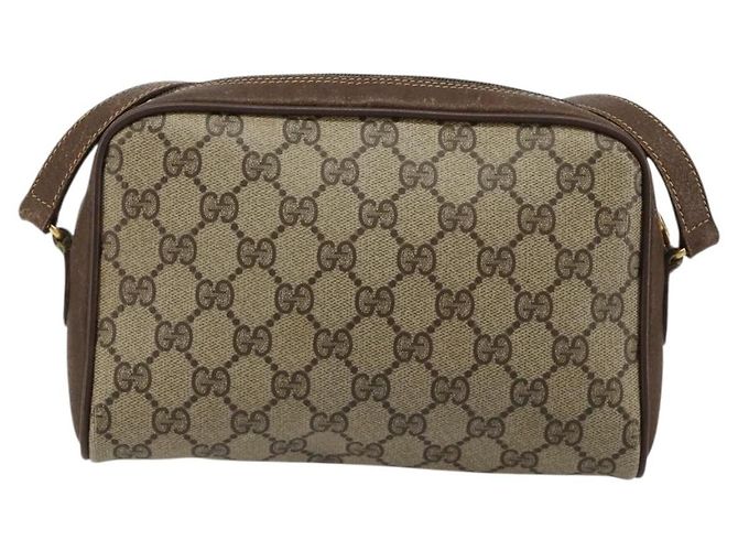 Borsa GUCCI GG Supreme Web Sherry Line in PVC Beige Oro 116 02 089 Auth 171261 D'oro - vista 2