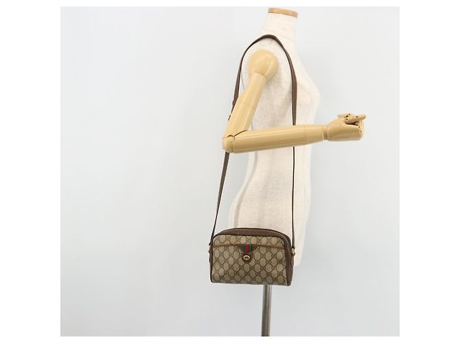 Borsa GUCCI GG Supreme Web Sherry Line in PVC Beige Oro 116 02 089 Auth 171261 D'oro - vista 22