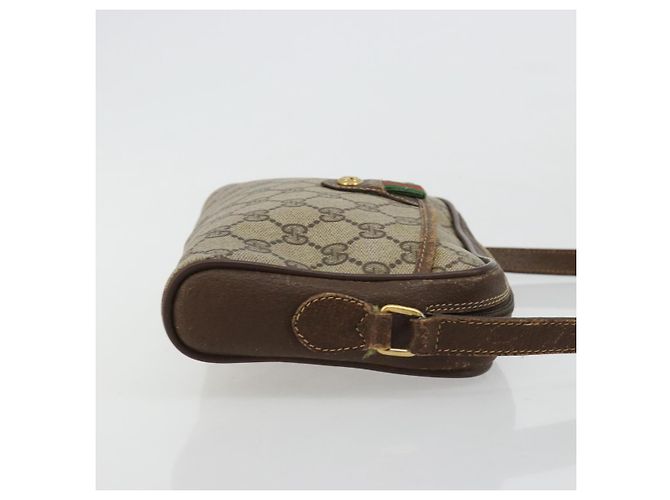 Borsa GUCCI GG Supreme Web Sherry Line in PVC Beige Oro 116 02 089 Auth 171261 D'oro - vista 3