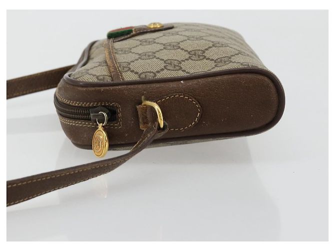 Borsa GUCCI GG Supreme Web Sherry Line in PVC Beige Oro 116 02 089 Auth 171261 D'oro - vista 4