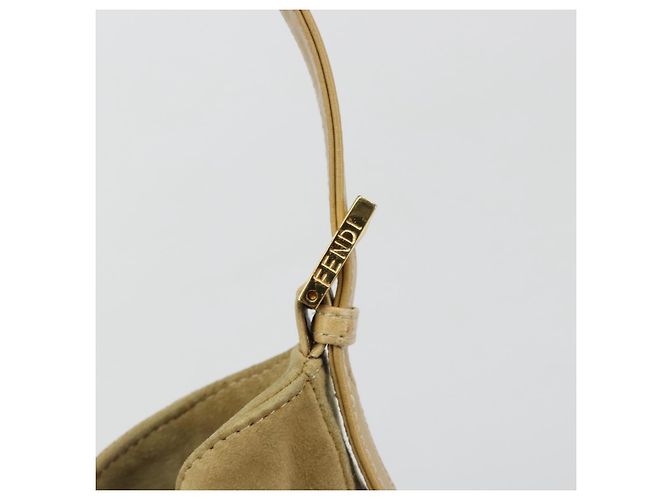 Borsa a tracolla FENDI Mamma Baguette in scamosciato beige e oro Auth 182030V D'oro - vista 17