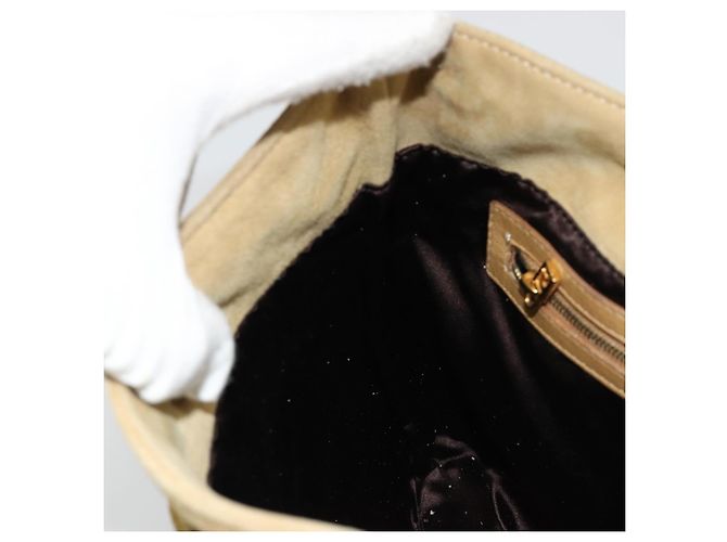 Borsa a tracolla FENDI Mamma Baguette in scamosciato beige e oro Auth 182030V D'oro - vista 21