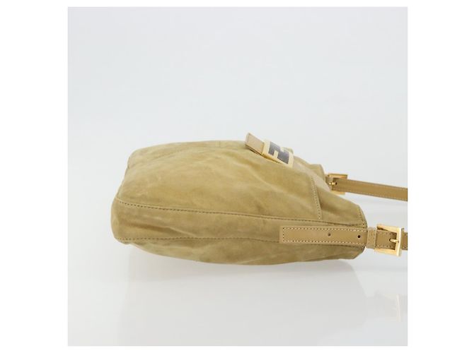 Borsa a tracolla FENDI Mamma Baguette in scamosciato beige e oro Auth 182030V D'oro - vista 3