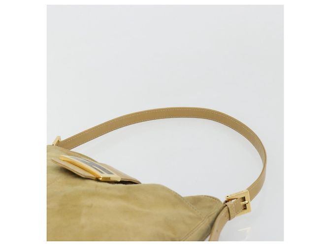 Borsa a tracolla FENDI Mamma Baguette in scamosciato beige e oro Auth 182030V D'oro - vista 8
