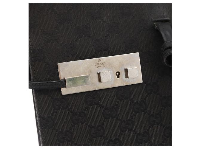 Borsa GUCCI GG Canvas Nera Argento Auth 181578 Nero - vista 10