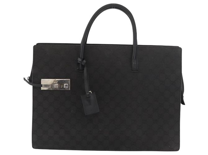 Borsa GUCCI GG Canvas Nera Argento Auth 181578 Nero - vista 13