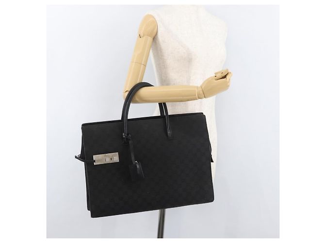 Borsa GUCCI GG Canvas Nera Argento Auth 181578 Nero - vista 26