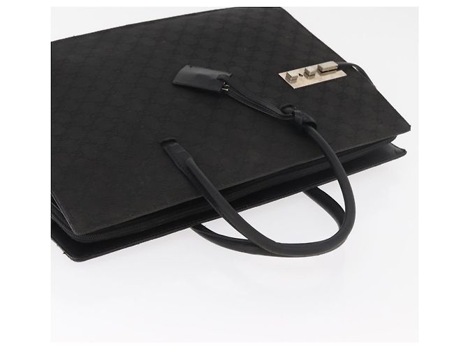 Borsa GUCCI GG Canvas Nera Argento Auth 181578 Nero - vista 7