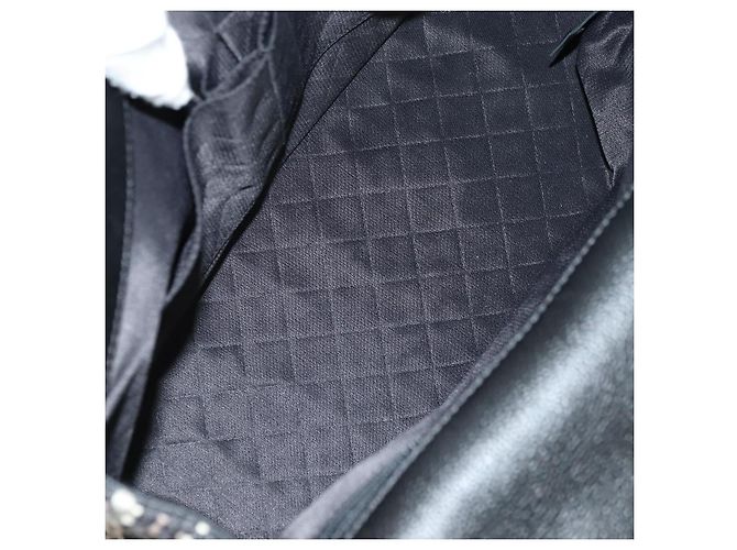 Borsa a Spalla CHANEL Airline Chain Tweed 2way Nera Argento CC Auth 181416SM Nero - vista 10