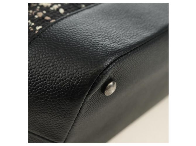 Borsa a Spalla CHANEL Airline Chain Tweed 2way Nera Argento CC Auth 181416SM Nero - vista 15