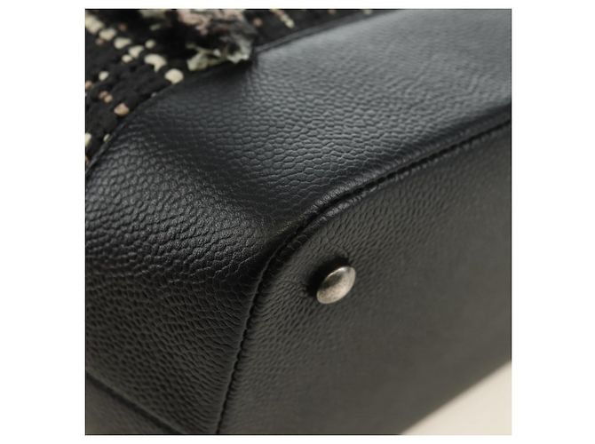 Borsa a Spalla CHANEL Airline Chain Tweed 2way Nera Argento CC Auth 181416SM Nero - vista 17