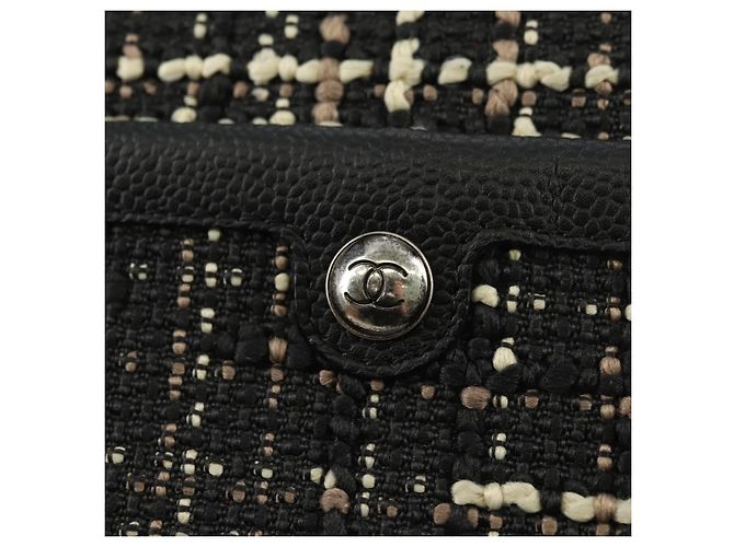 Borsa a Spalla CHANEL Airline Chain Tweed 2way Nera Argento CC Auth 181416SM Nero - vista 19