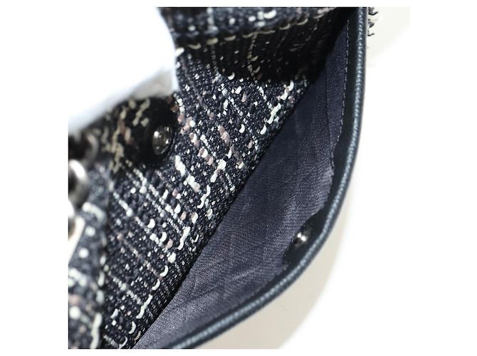 Borsa a Spalla CHANEL Airline Chain Tweed 2way Nera Argento CC Auth 181416SM Nero - vista 20