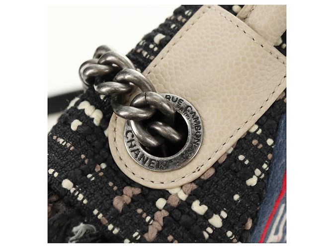 Borsa a Spalla CHANEL Airline Chain Tweed 2way Nera Argento CC Auth 181416SM Nero - vista 21