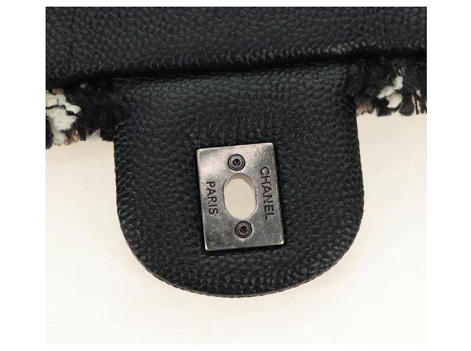 Borsa a Spalla CHANEL Airline Chain Tweed 2way Nera Argento CC Auth 181416SM Nero - vista 26