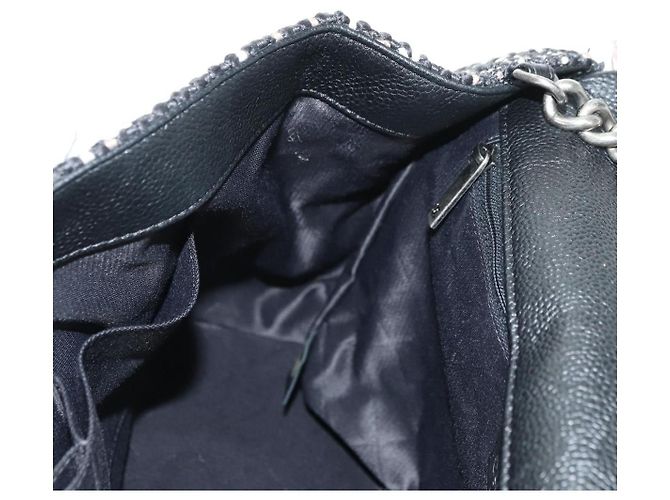 Borsa a Spalla CHANEL Airline Chain Tweed 2way Nera Argento CC Auth 181416SM Nero - vista 28