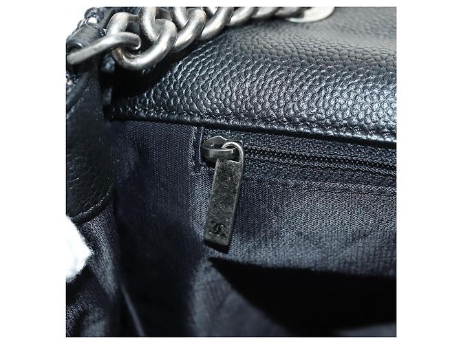 Borsa a Spalla CHANEL Airline Chain Tweed 2way Nera Argento CC Auth 181416SM Nero - vista 30