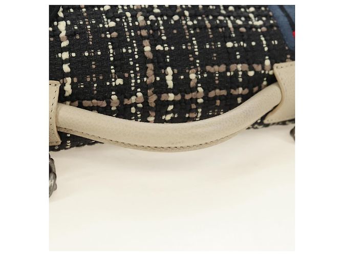 Borsa a Spalla CHANEL Airline Chain Tweed 2way Nera Argento CC Auth 181416SM Nero - vista 7