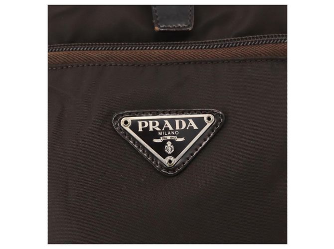 Zaino PRADA Nylon Marrone Argento Auth 180200 - vista 20