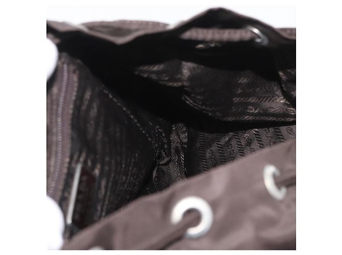 Zaino PRADA Nylon Marrone Argento Auth 180200 - vista 25