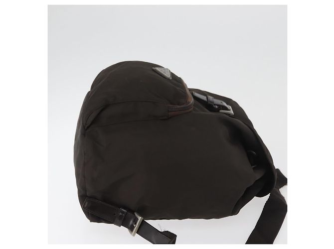 Zaino PRADA Nylon Marrone Argento Auth 180200 - vista 3