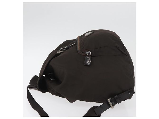 Zaino PRADA Nylon Marrone Argento Auth 180200 - vista 4
