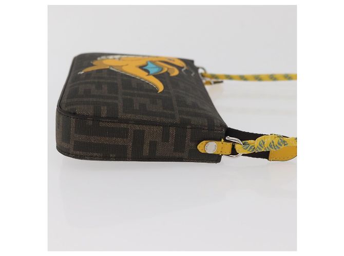 FENDI x FRGMT x POKMON Borsa Dragonfly in tela Zucca Nero Marrone Auth 167378SM - vista 3