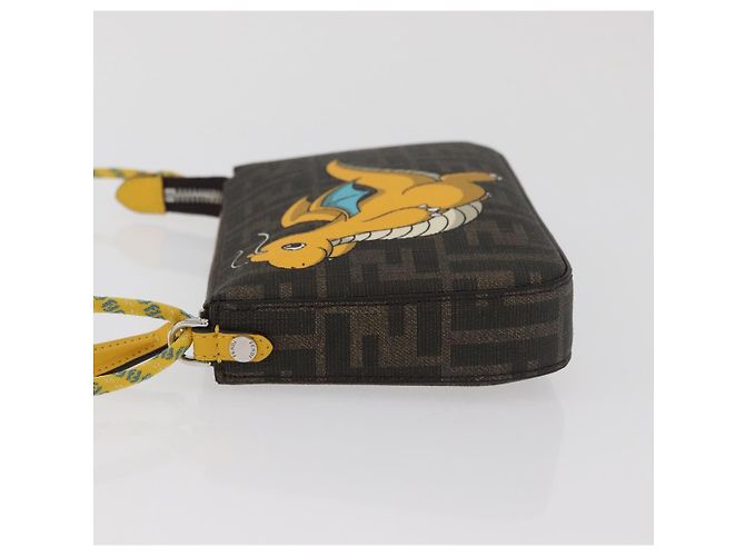 FENDI x FRGMT x POKMON Borsa Dragonfly in tela Zucca Nero Marrone Auth 167378SM - vista 4